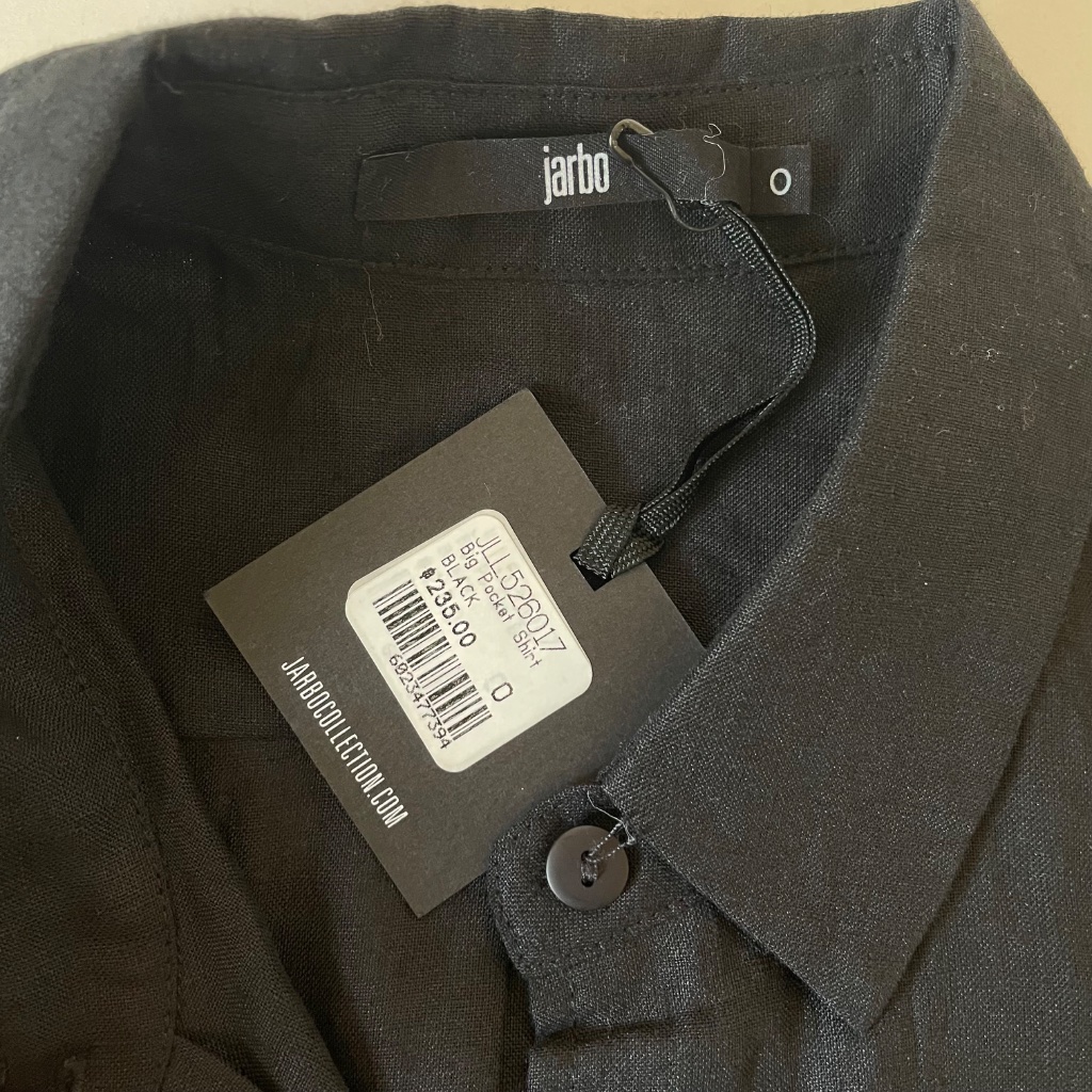 Jarbo Big Pocket Button Front Linen Shirt Short Sleeve Black Size 0/Xs — image 8 of 8